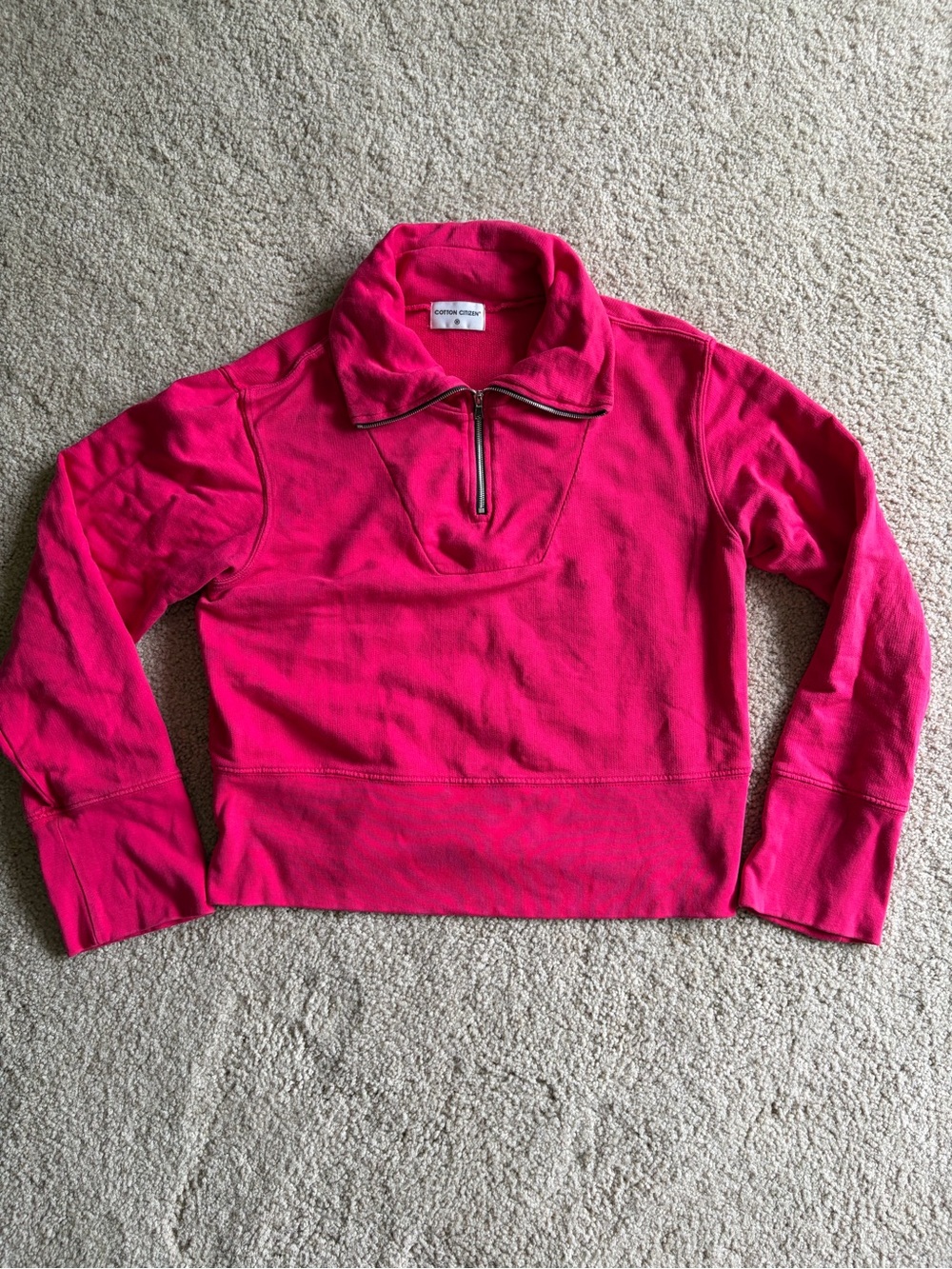 Cotton citizen revolve pink quarter zip long sleeve preppy sweatshirt sz medium